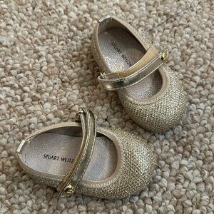 Stuart Weitzman Baby Girl Gold Bling Shoes Size 2 EU size 17